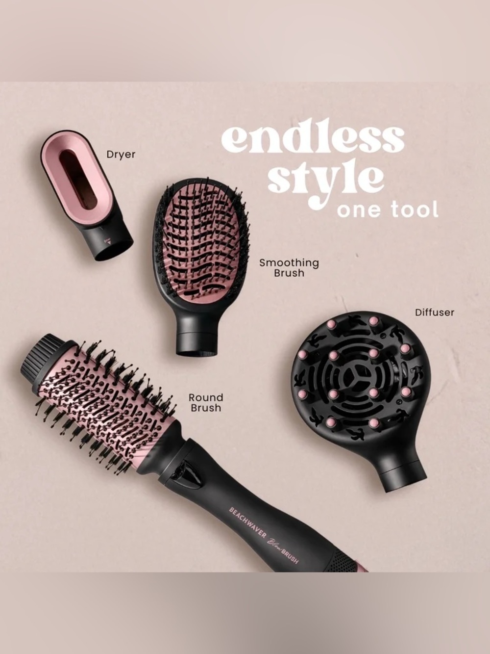 Beachwaver 4-In-1 Blow Brush Hair Dryer Set| Round Brush Ionic Diffuser NWT - Picture 2 of 5